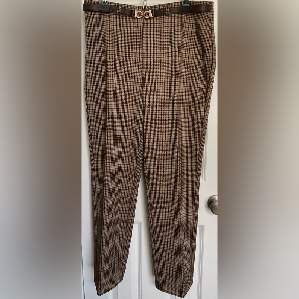 2 piece Brown Plaid Women's Suit Jacket and Slacks - Picture 4 of 7